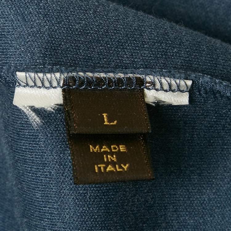 مملوكة مسبقًا Louis Vuitton Blue Damier Pocket Jersey T-Shirt L