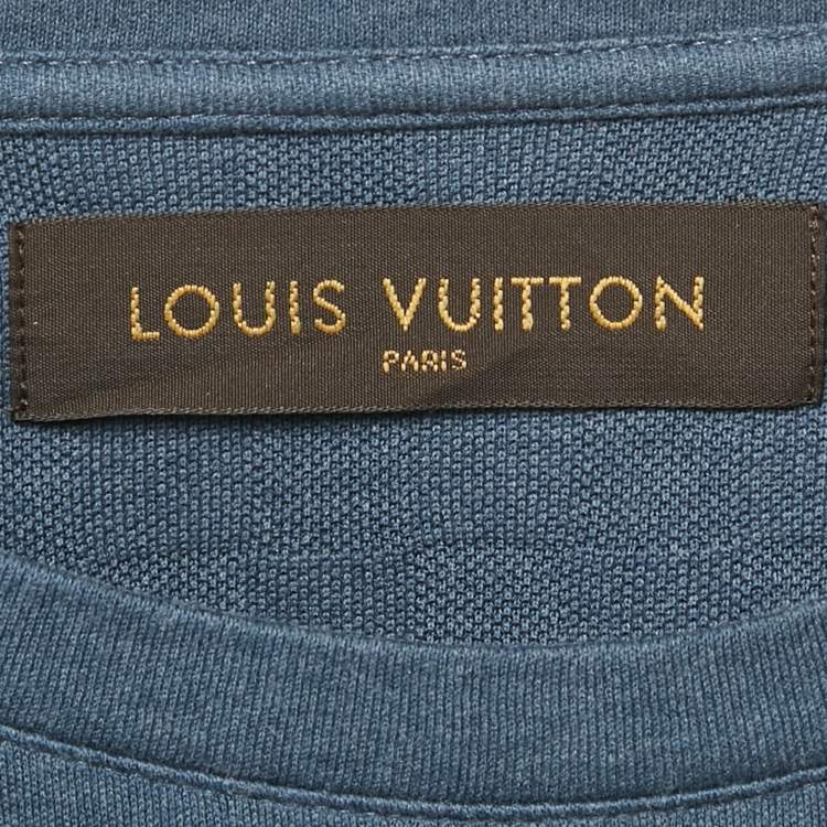 مملوكة مسبقًا Louis Vuitton Blue Damier Pocket Jersey T-Shirt L