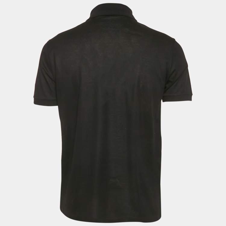 Pre Owned Louis Vuitton Black Cotton Pique Polo T-Shirt M