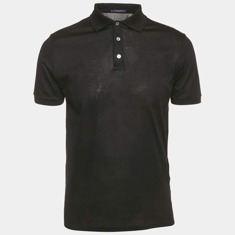 Pre Owned Louis Vuitton Black Cotton Pique Polo T-Shirt M