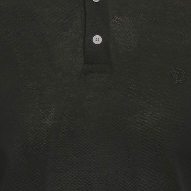 Pre Owned Louis Vuitton Black Cotton Pique Polo T-Shirt M