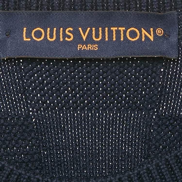 Pre Owned Louis Vuitton Blue Damier Wool Knit Marque L'Vuitton Sweater M