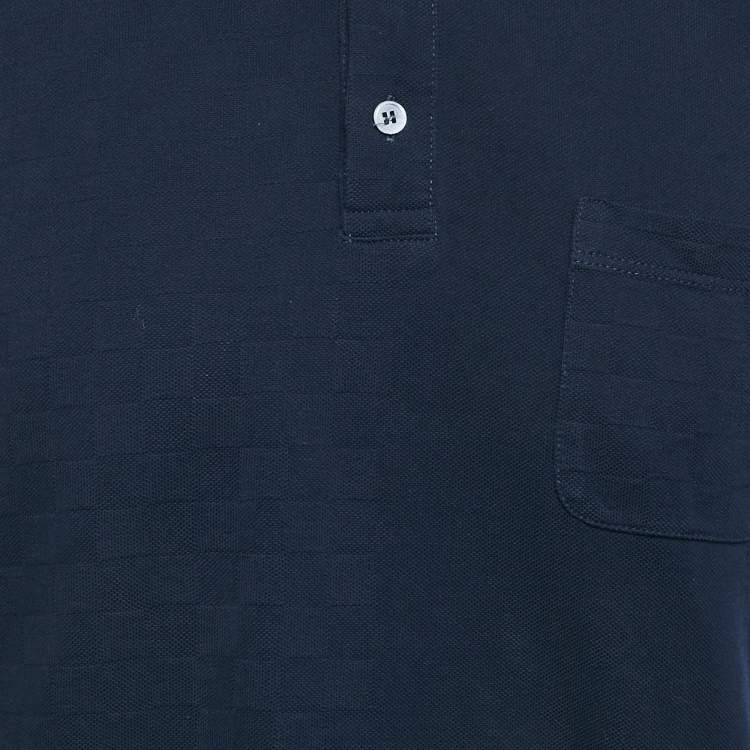 Pre Owned Louis Vuitton Blue Cotton Pique Polo T-Shirt M