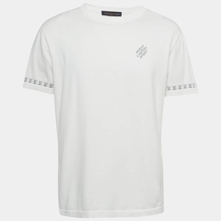 مملوكة مسبقًا Louis Vuitton White Logo Intarsia Jersey T-Shirt M