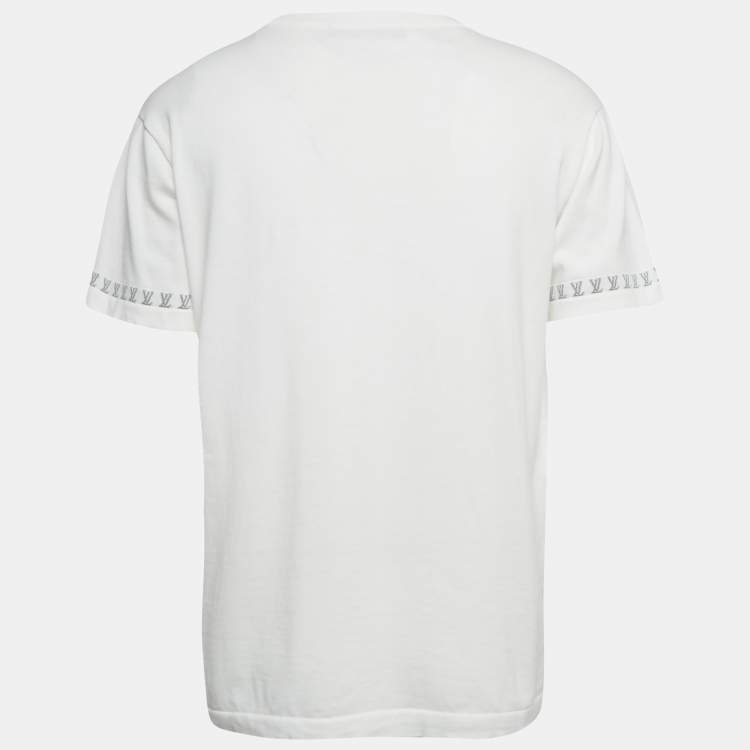 مملوكة مسبقًا Louis Vuitton White Logo Intarsia Jersey T-Shirt M