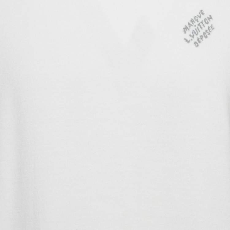 مملوكة مسبقًا Louis Vuitton White Logo Intarsia Jersey T-Shirt M