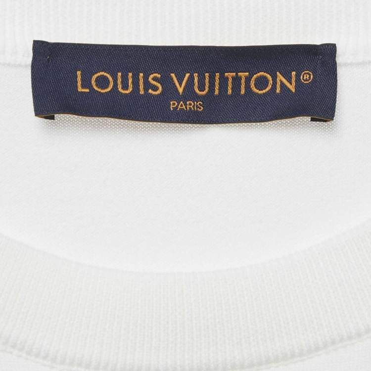 مملوكة مسبقًا Louis Vuitton White Logo Intarsia Jersey T-Shirt M
