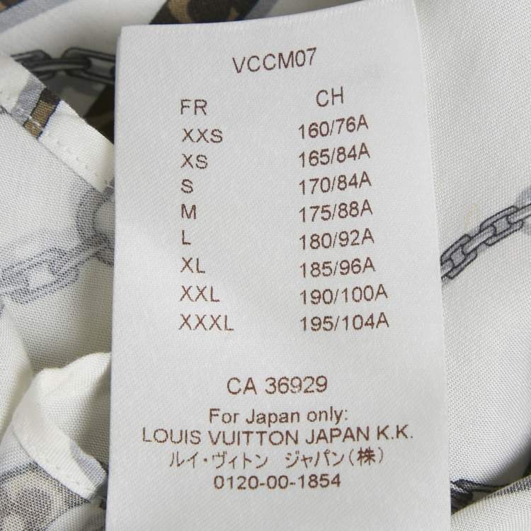 Pre Owned Louis Vuitton White Chain and Belt Print Crepe Regular Fit Shirt M