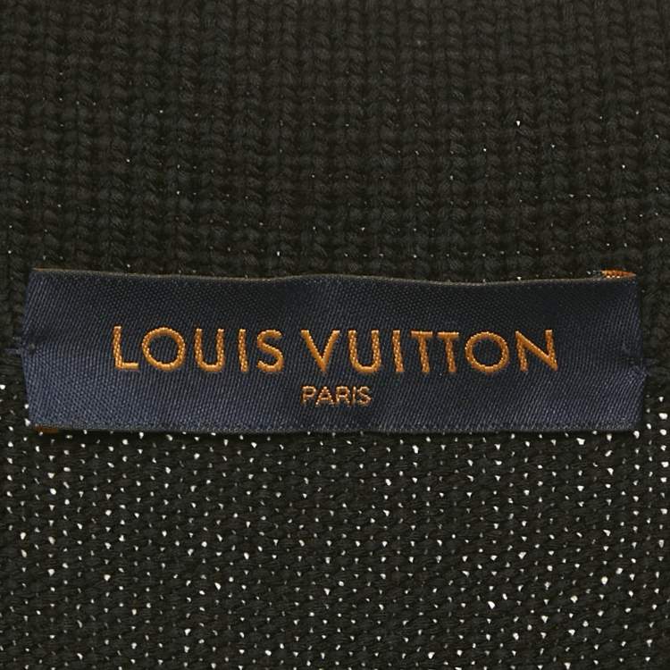 Pre Owned Louis Vuitton Black LV Intarsia Rib Knit Cardigan L