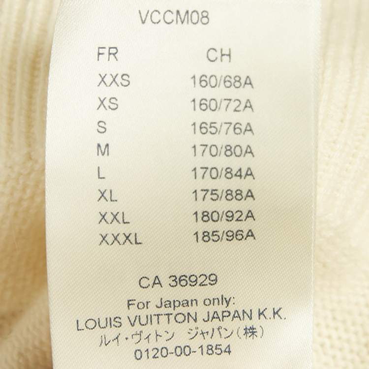 Pre Owned Louis Vuitton Cream Knit Monogram Crewneck Sweatshirt M