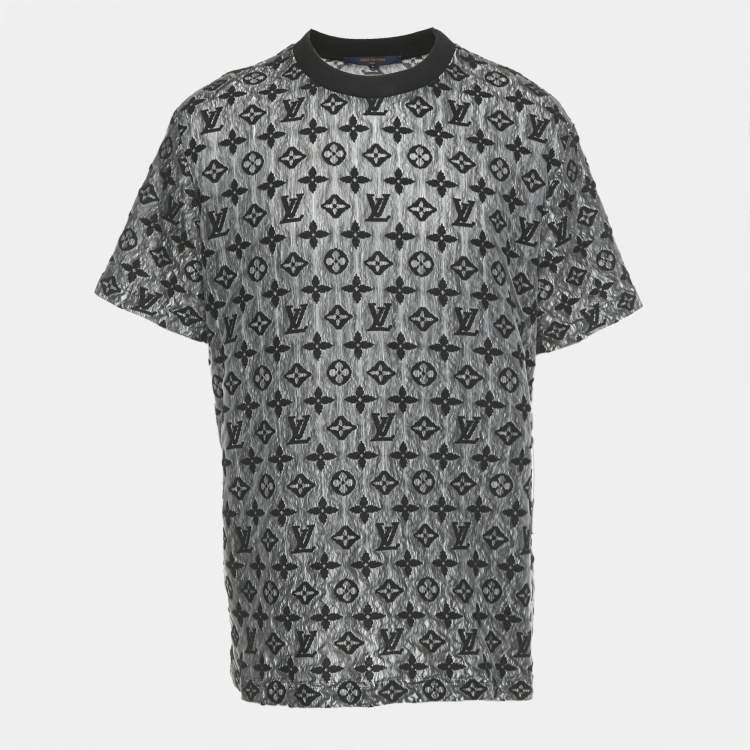 Pre Owned Louis Vuitton Black Monogram Mesh T-Shirt XXL 