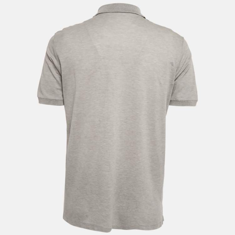 Pre Owned Louis Vuitton Grey Cotton Pique Polo T-Shirt L