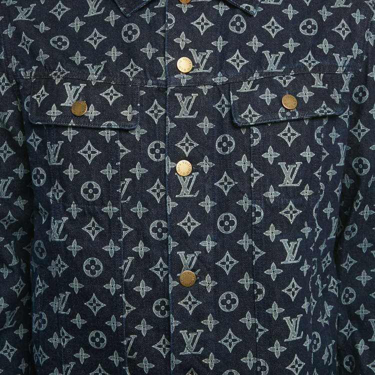 Pre Owned Louis Vuitton Blue Monogram Denim Jacket L 