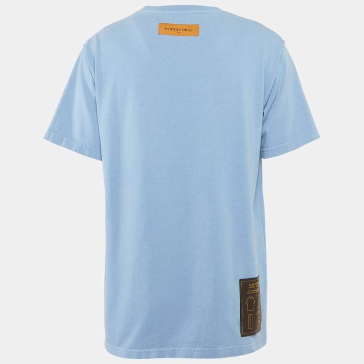 Pre Owned Louis Vuitton Blue Cotton Knit Crewneck T-shirt L