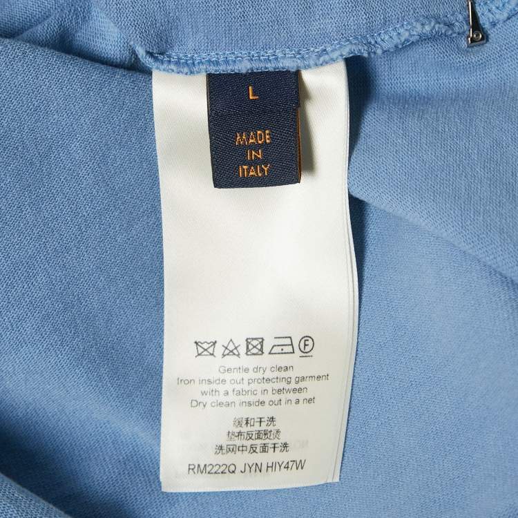 Pre Owned Louis Vuitton Blue Cotton Knit Crewneck T-shirt L