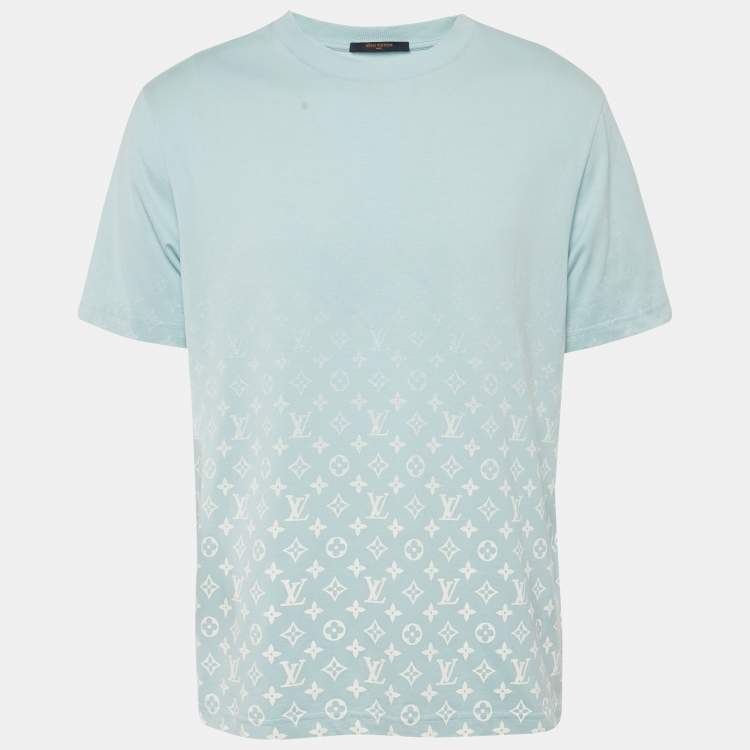 Pre Owned Louis Vuitton Blue Gradient Monogram Print Cotton T-Shirt XL