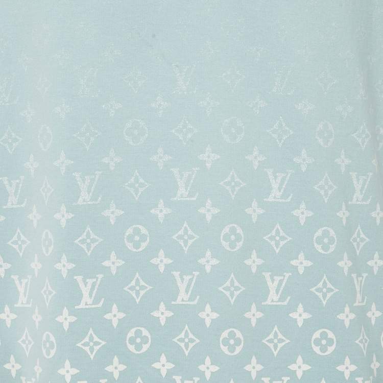 Pre Owned Louis Vuitton Blue Gradient Monogram Print Cotton T-Shirt XL