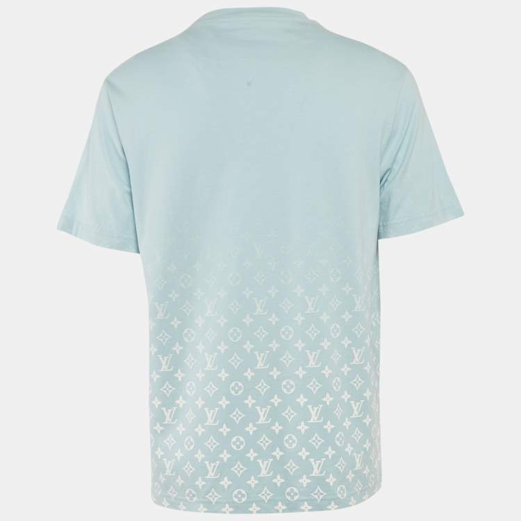 Pre Owned Louis Vuitton Blue Gradient Monogram Print Cotton T-Shirt XL