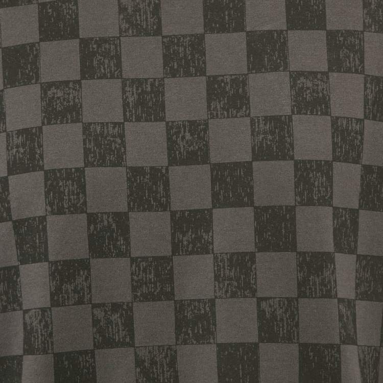 Pre Owned Louis Vuitton Grey Damier Jersey Crewneck T-Shirt L