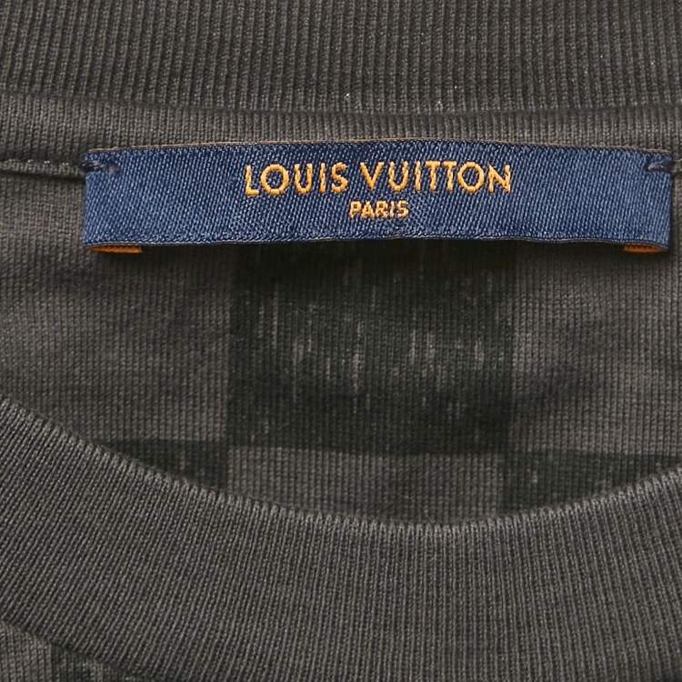 Pre Owned Louis Vuitton Grey Damier Jersey Crewneck T-Shirt L