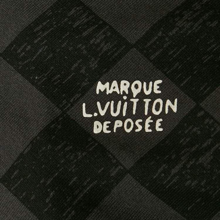 Pre Owned Louis Vuitton Grey Damier Jersey Crewneck T-Shirt L