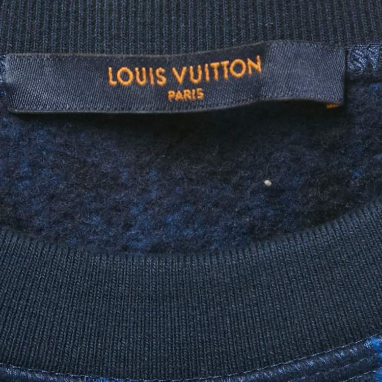 Pre Owned Louis Vuitton Blue Monogram Wool Blend Crewneck Sweatshirt M