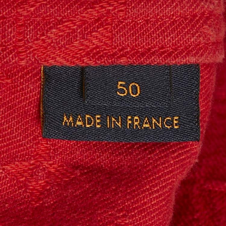 Pre Owned Louis Vuitton Red Monogram Denim Zip-Up Jacket L 