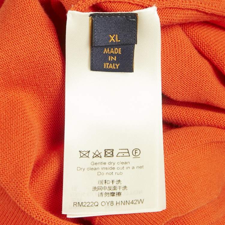 Pre Owned Louis Vuitton Orange Signature Cotton Knit T-Shirt XL