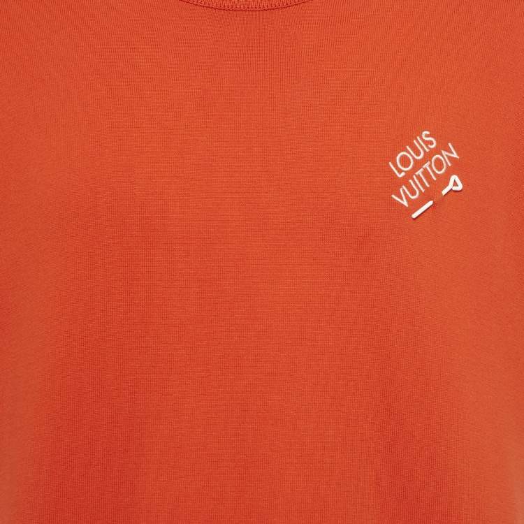 Pre Owned Louis Vuitton Orange Signature Cotton Knit T-Shirt XL