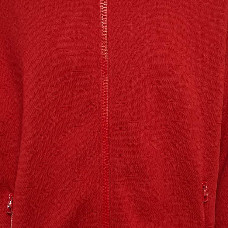 Pre Owned Louis Vuitton Red Monogram Jersey Track Jacket XXL