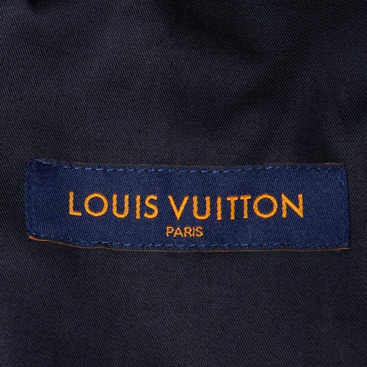 Pre Owned Louis Vuitton Midnight Blue Monogram Pattern Wool Trousers S