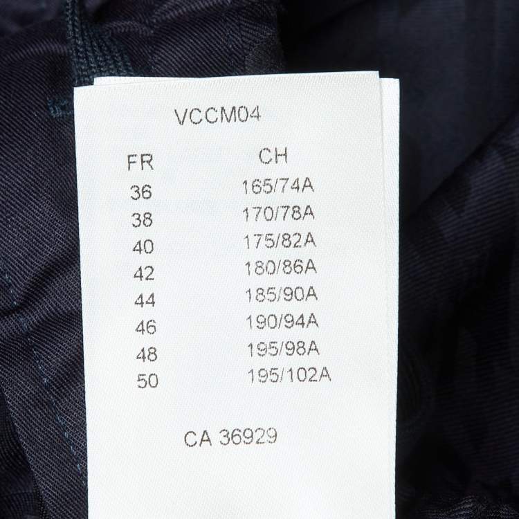 Pre Owned Louis Vuitton Midnight Blue Monogram Pattern Wool Trousers S
