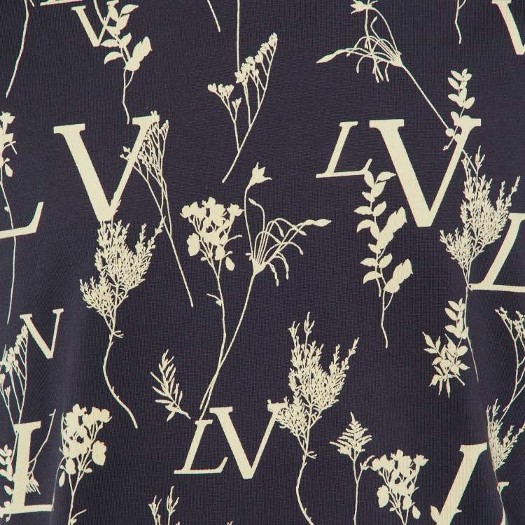 Pre Owned Louis Vuitton Blue/White Printed Cotton Crew Neck T-Shirt L