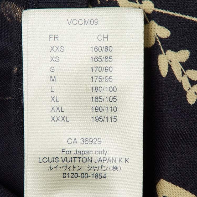 Pre Owned Louis Vuitton Blue/White Printed Cotton Crew Neck T-Shirt L