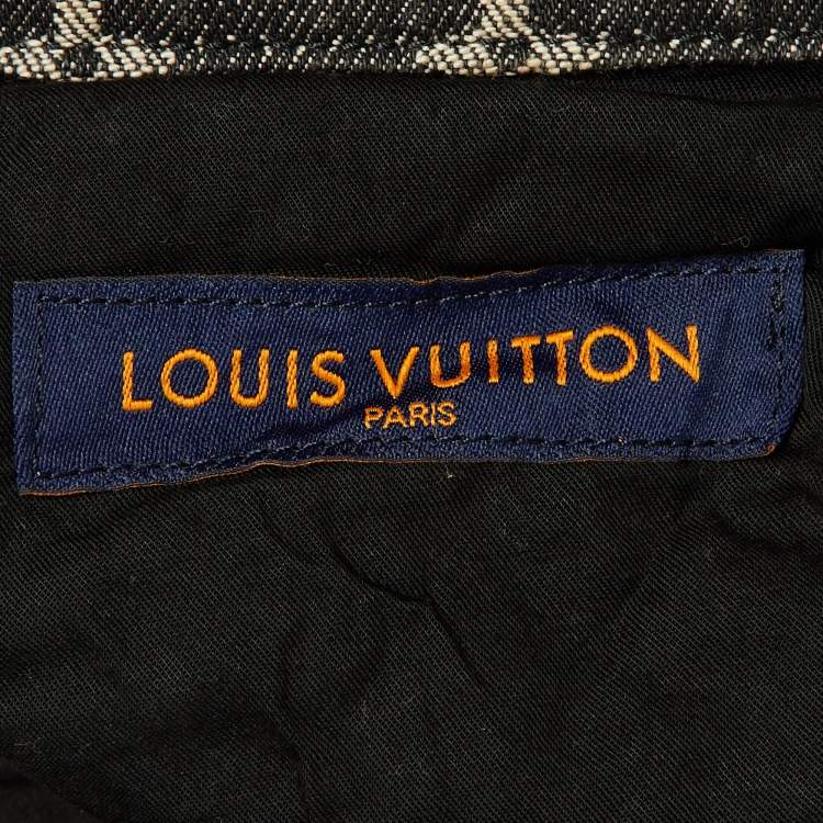 Pre Owned Louis Vuitton Grey Monogram Jacquard Denim Wide Leg Jeans S/Waist 30"