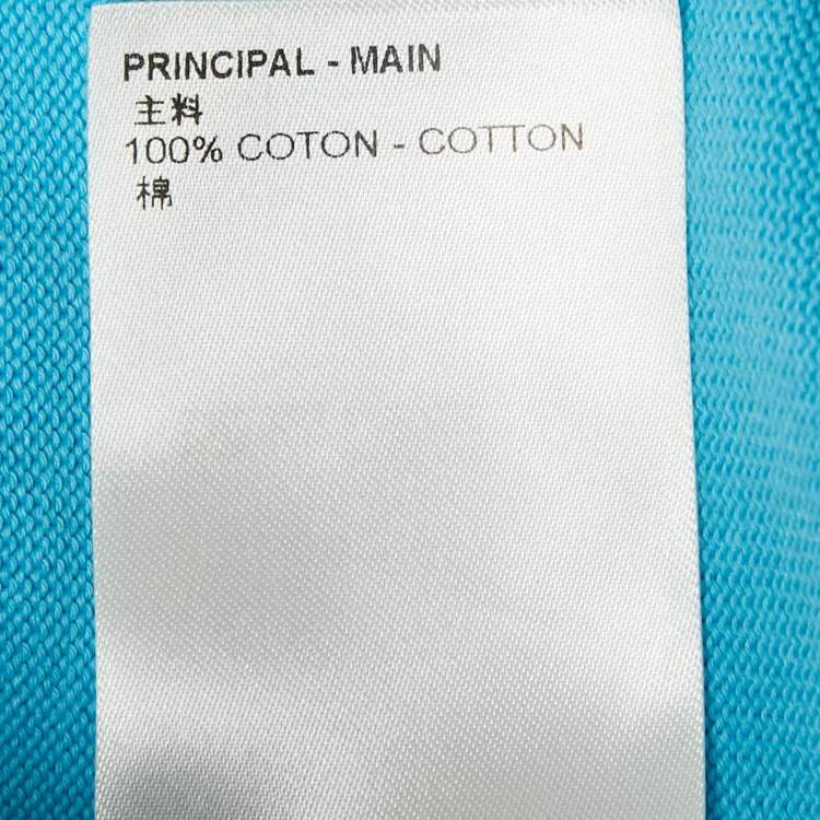 Pre Owned Louis Vuitton Blue Pin Logo Embroidered Cotton T-Shirt M