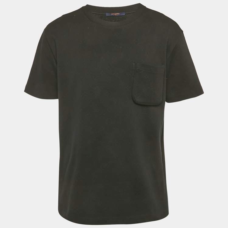 Pre Owned Louis Vuitton Black Monogram Cotton 3D Pocket T-Shirt L