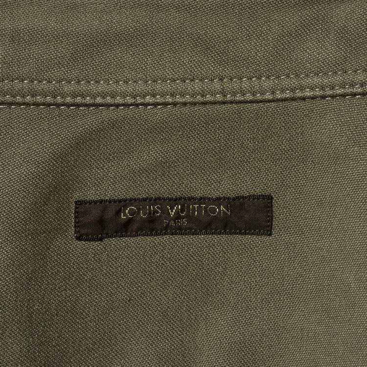 Pre Owned Louis Vuitton Vintage Dusty Green Cotton Button Front Overshirt M