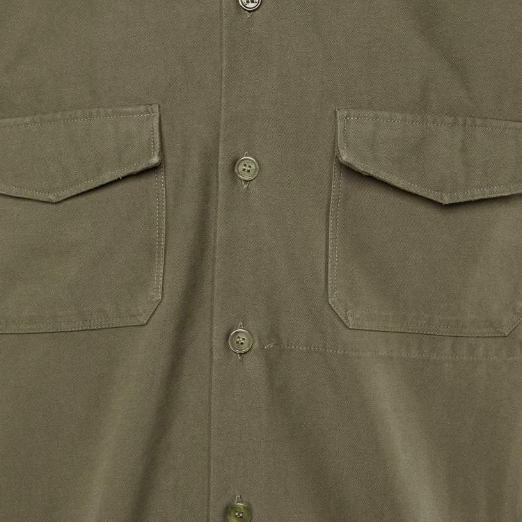 Pre Owned Louis Vuitton Vintage Dusty Green Cotton Button Front Overshirt M