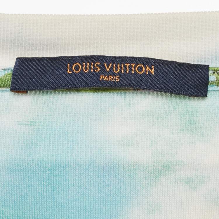 Pre Owned Louis Vuitton Blue Floral Print Jersey T-Shirt M
