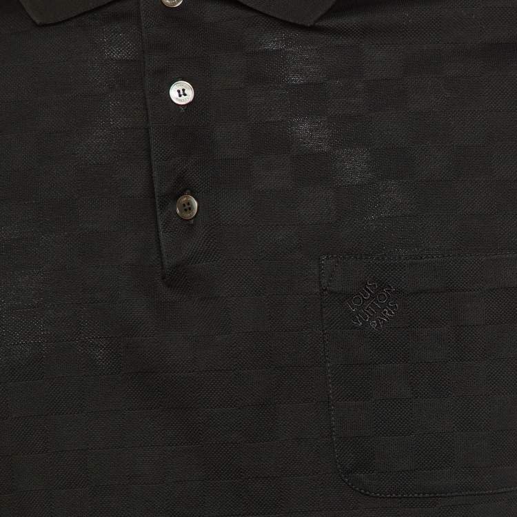 Pre Owned Louis Vuitton Black Damier Cotton Pique Polo T-Shirt L