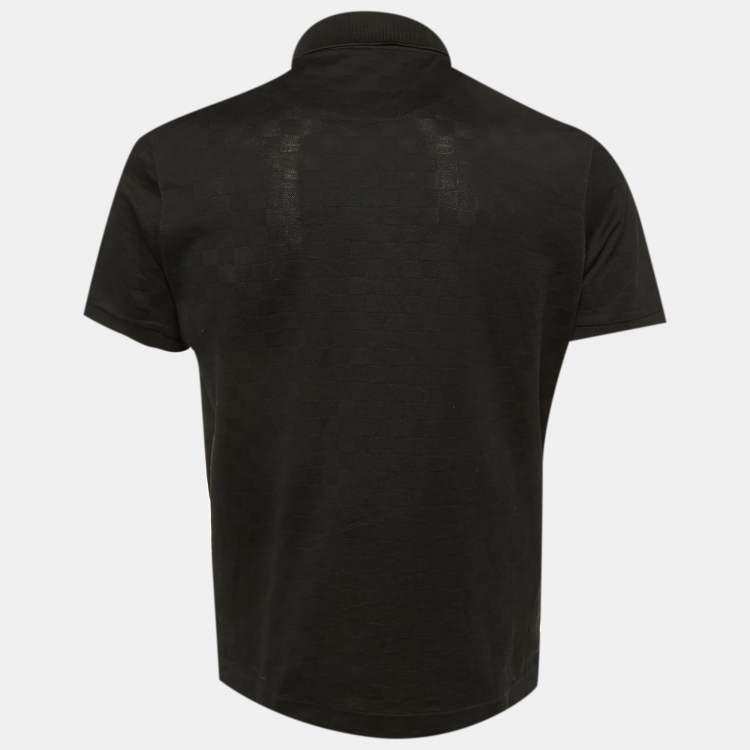 Pre Owned Louis Vuitton Black Damier Cotton Pique Polo T-Shirt L