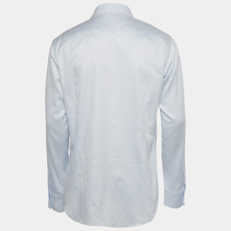 Pre Owned Louis Vuitton Blue Striped Cotton Long Sleeve Shirt L