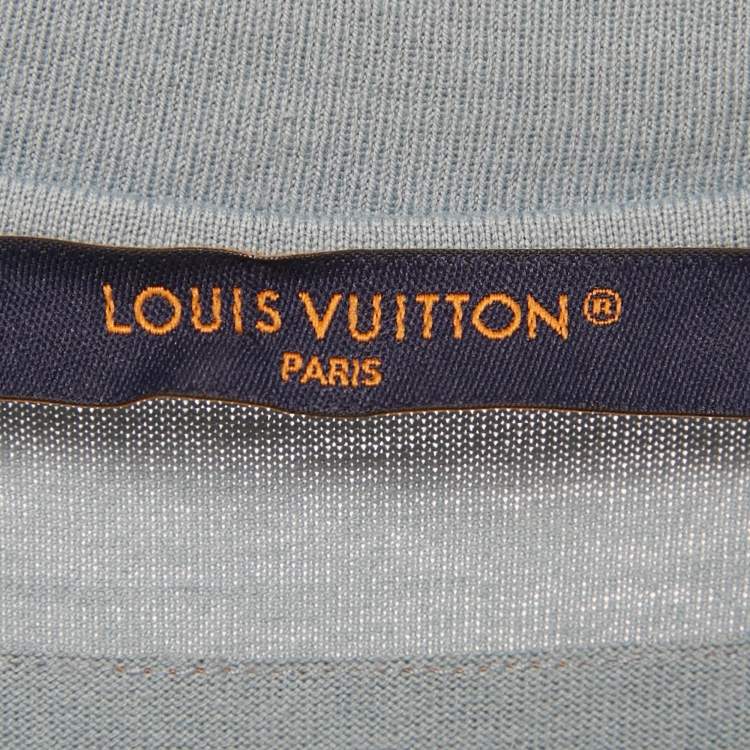 Pre Owned Louis Vuitton Blue LV Multi Tool Embroidered Cotton T-Shirt XL