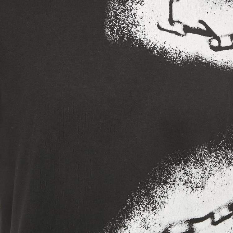 Pre Owned Louis Vuitton Black Spray Painted Jersey T-Shirt M