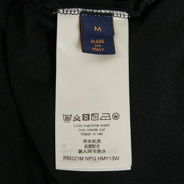 Pre Owned Louis Vuitton Black Logo Print Jersey Crewneck T-Shirt M