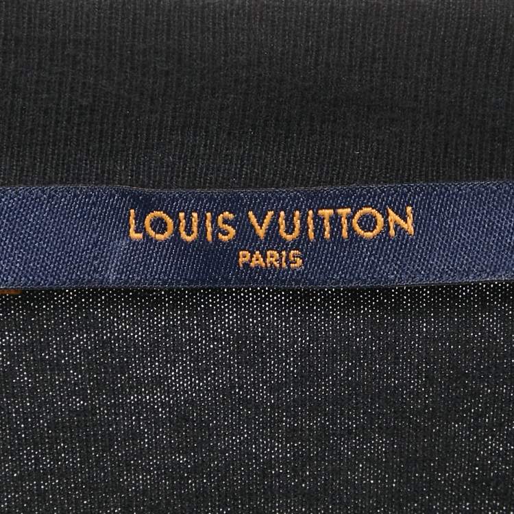 Pre Owned Louis Vuitton Black Logo Print Jersey Crewneck T-Shirt M