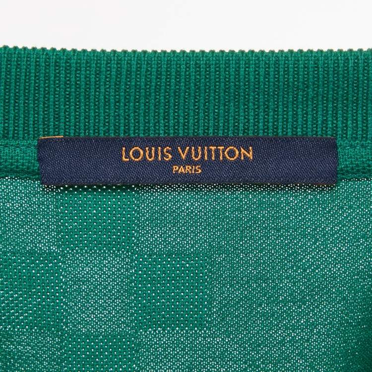 Pre Owned Louis Vuitton Green Damier Cotton Crewneck T-Shirt XL