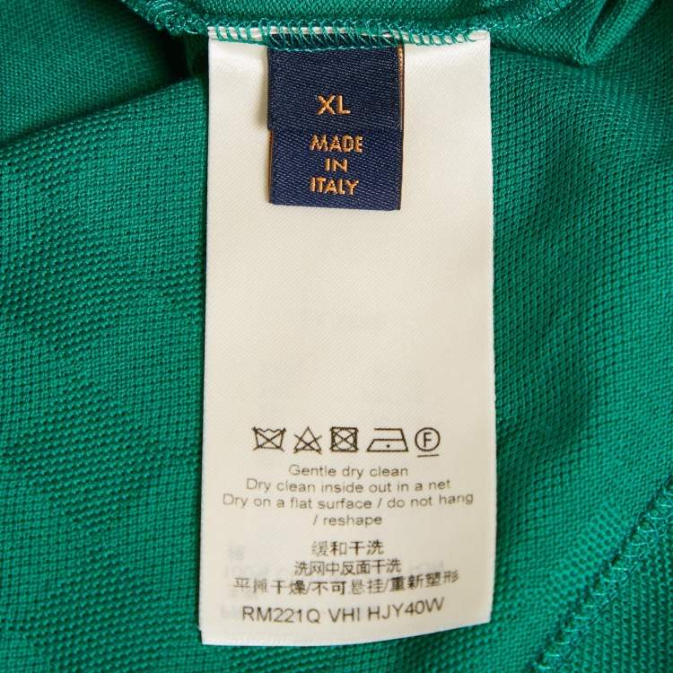 Pre Owned Louis Vuitton Green Damier Cotton Crewneck T-Shirt XL