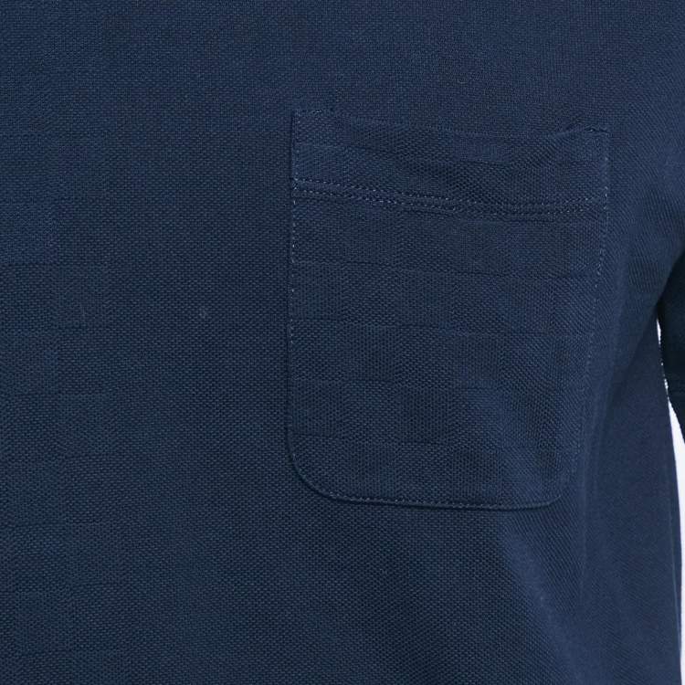 Pre Owned Louis Vuitton Navy Blue Damier Jersey Crewneck T-Shirt M